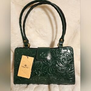 Patricia Nash Leather Rienzo Satchel Color Green